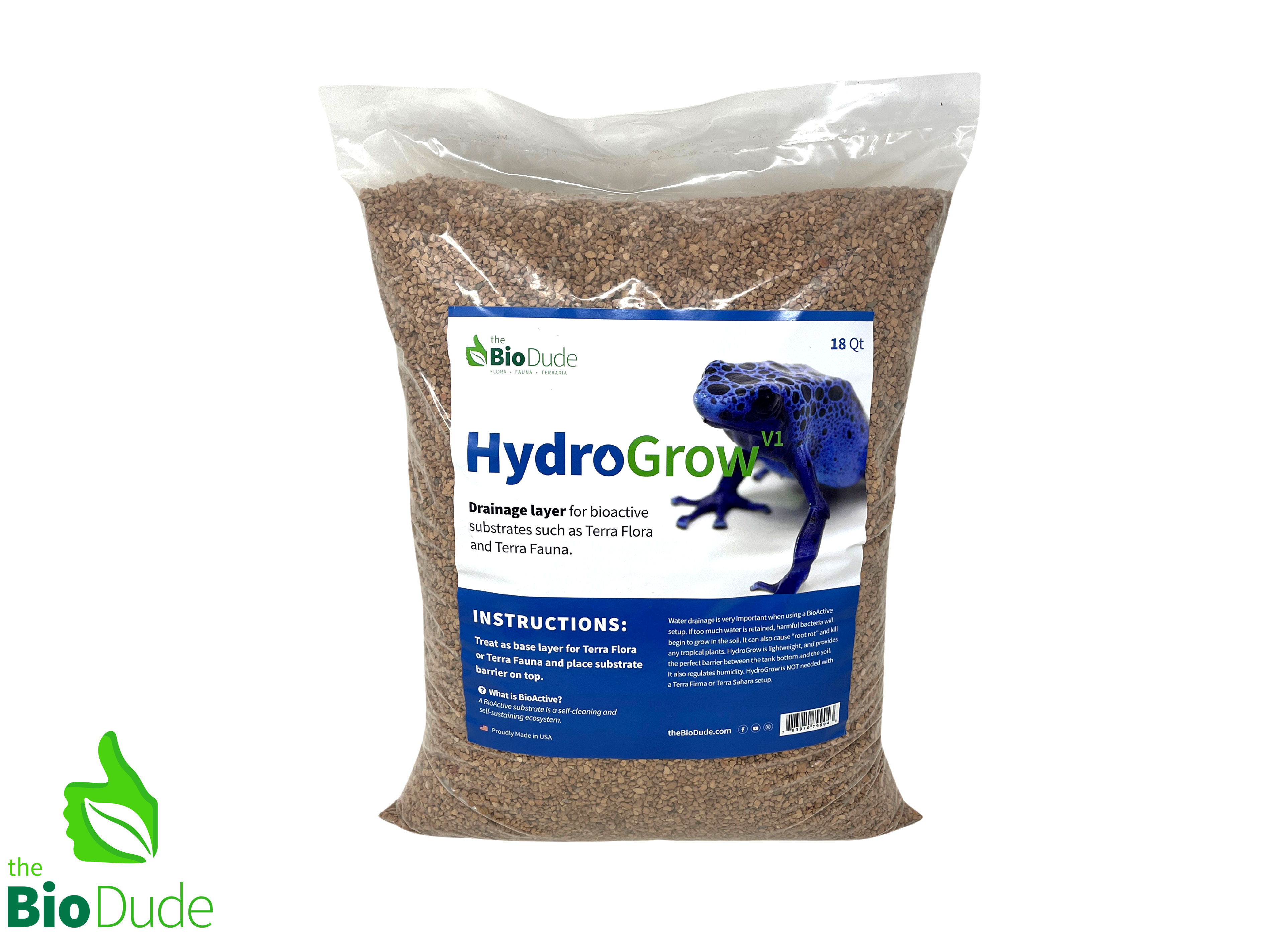 The Bio Dude - HydroGrow V1 Drainage Layer 18 QT - Drainage layer for terrariums - DS