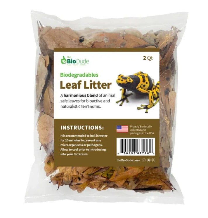 The Biodude Leaf Litter - 8"x10" Bag (2 Quarts) Ethically Sourced USA Bioactive Terrarium Substrate